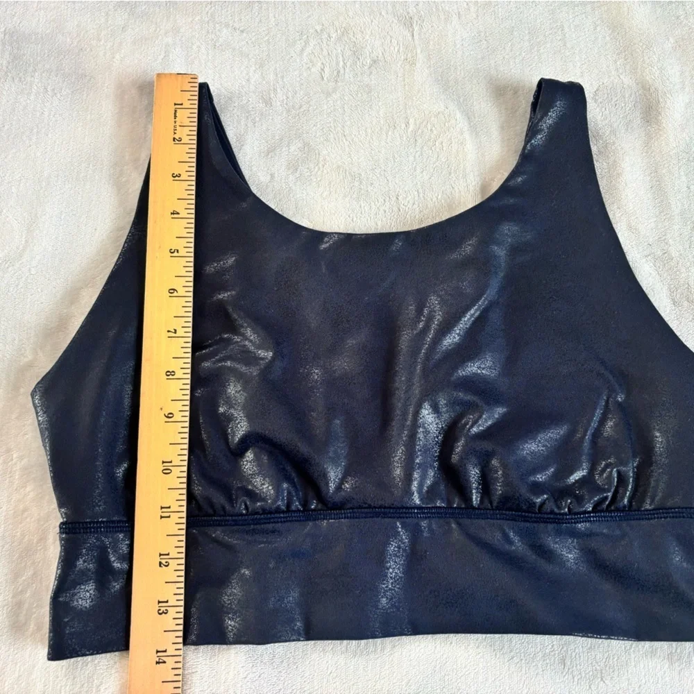 OFFLINE by Aerie The Hugger Crackle Metallic Sports Bra Navy Blue Large